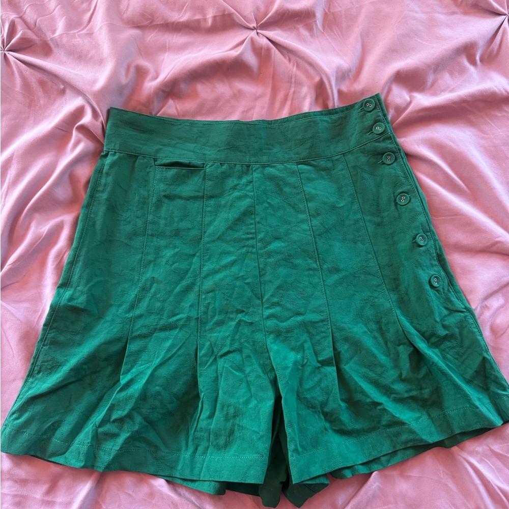 High Waist Unique Vintage Emerald Green Women's Shorts SZ Medium